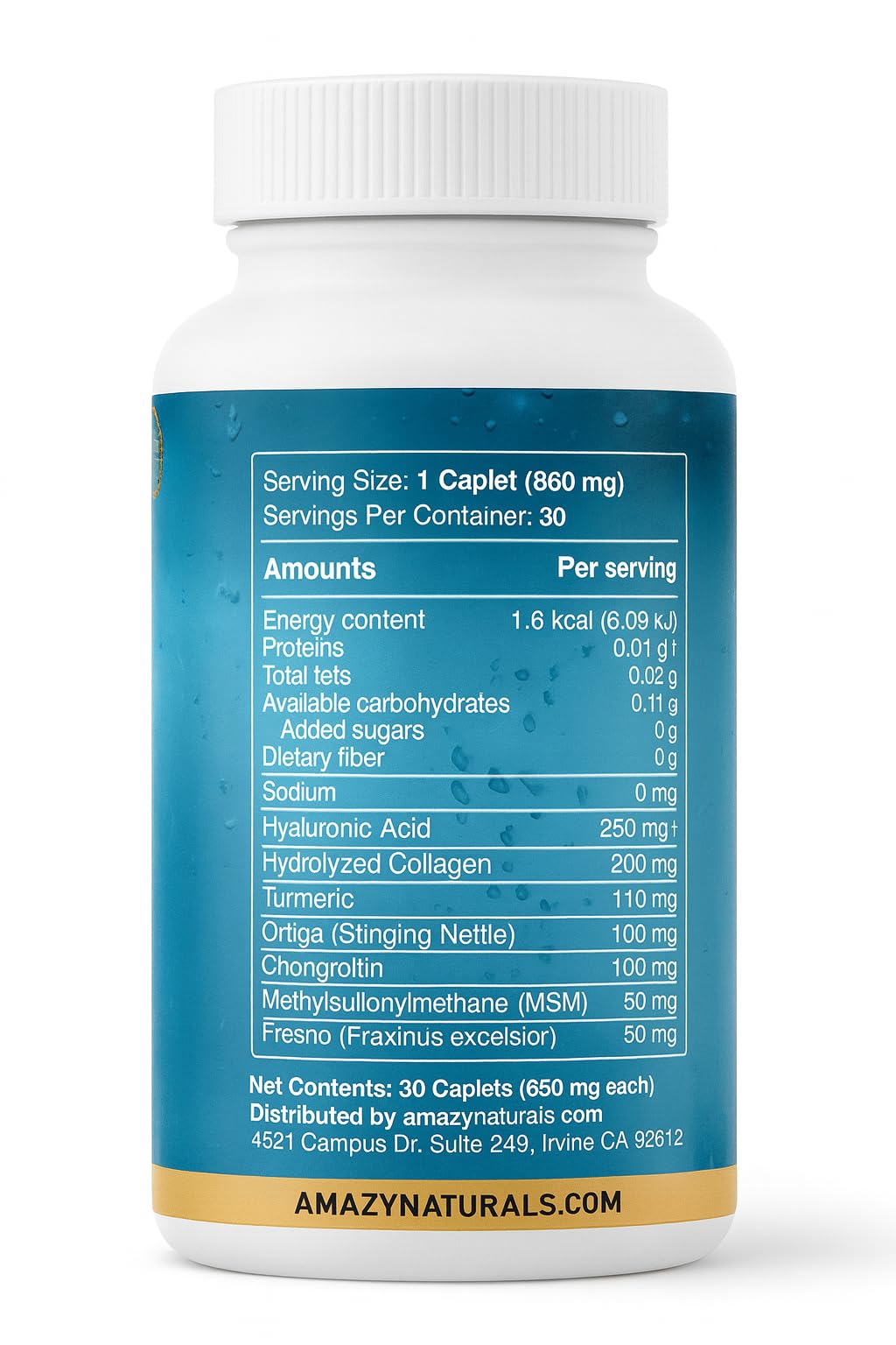Amazy Naturals Hyaluronic Acid Ultra 850mg Capsules 30 Count