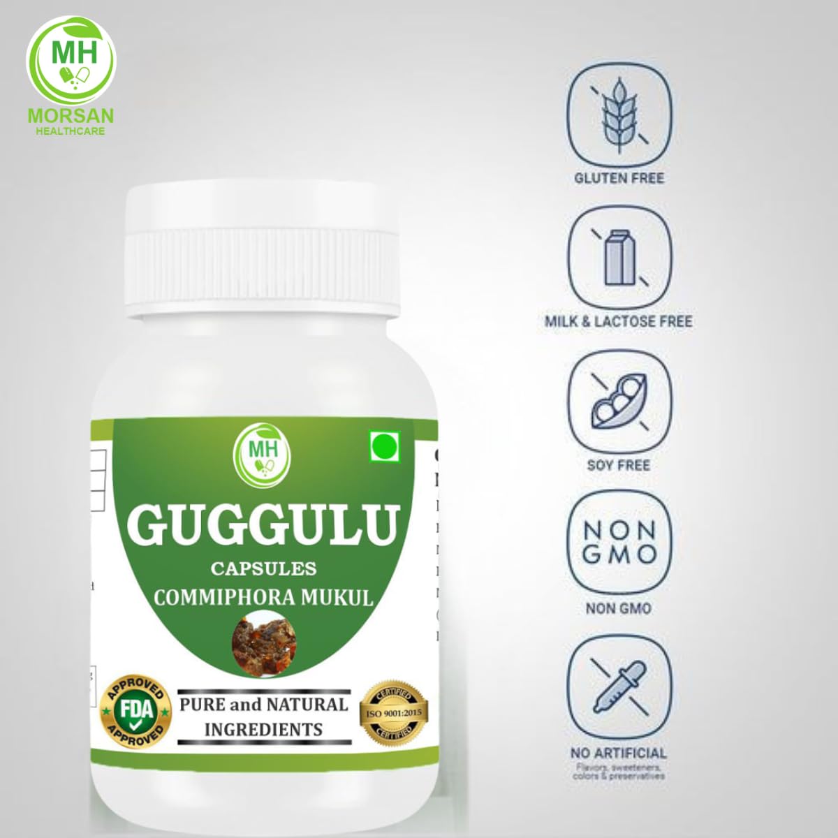 Morsan Healthcare Guggulu (Commiphora Mukul) Vegetarian Capsules, 240 Count