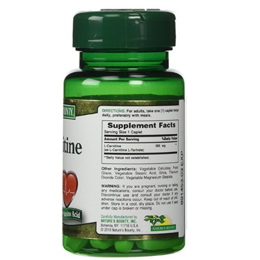 Nature's Bounty L-Carnitine 500 mg Caplets 60