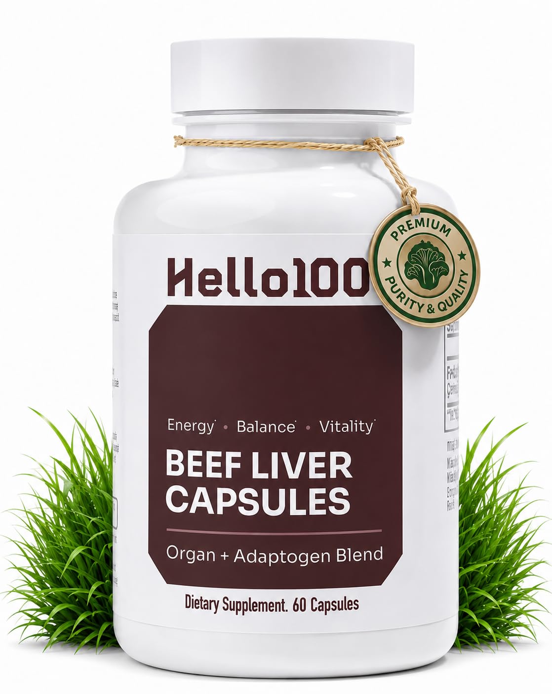 HELLO100 Grass Fed Beef Liver Extract 60 Capsules