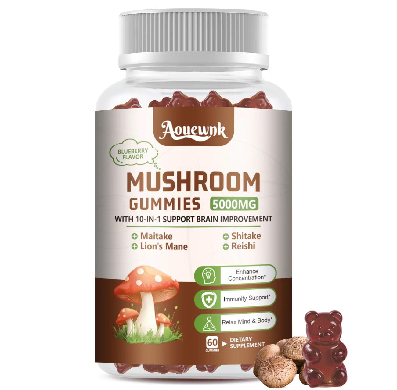 Aouewnk Mushroom Gummies 60 Count
