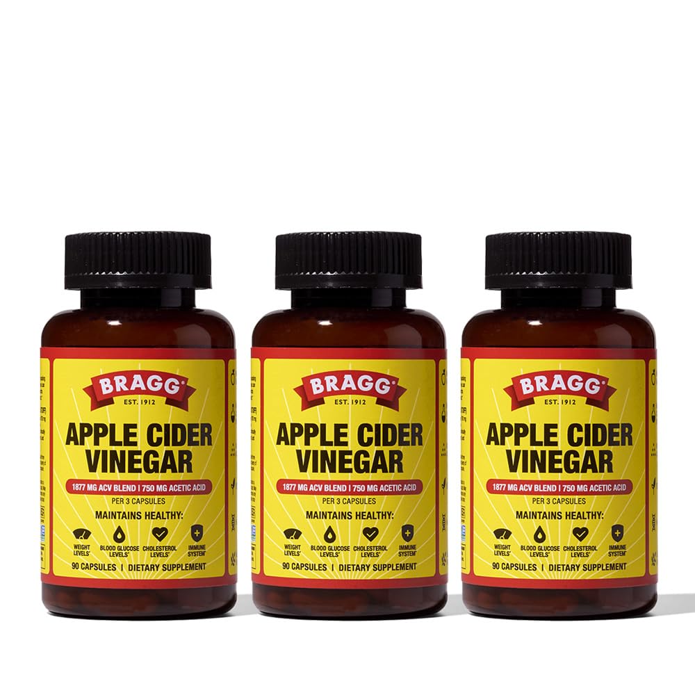 Bragg Organic Apple Cider Vinegar Capsules with Vitamin D and Zinc 270 Capsules