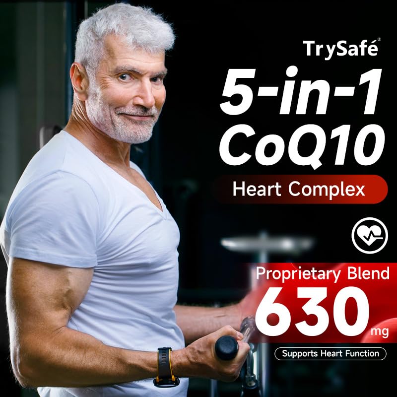 TrySafe Coenzyme Q10 Complex Proprietary Blend with Grape Seed Extract, Beetroot, Resveratrol & PQQ Softgels, 60 Count