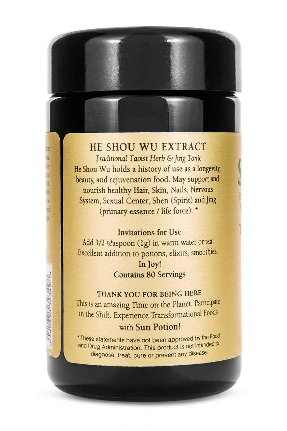 Sun Potion He Shou Wu Powder 10:1 Extract 200g Fo-Ti Root (Polygonum Multiflorum), 90.3 oz