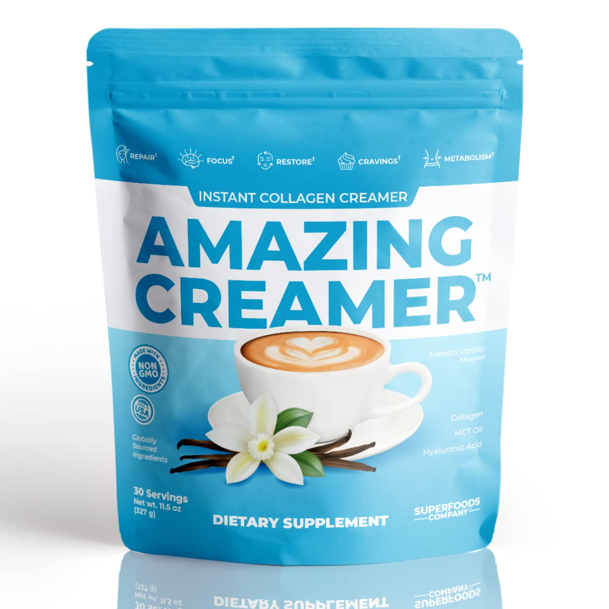 Superfoods Company Amazing Creamer with Collagen Powder 11.5 Ounce
