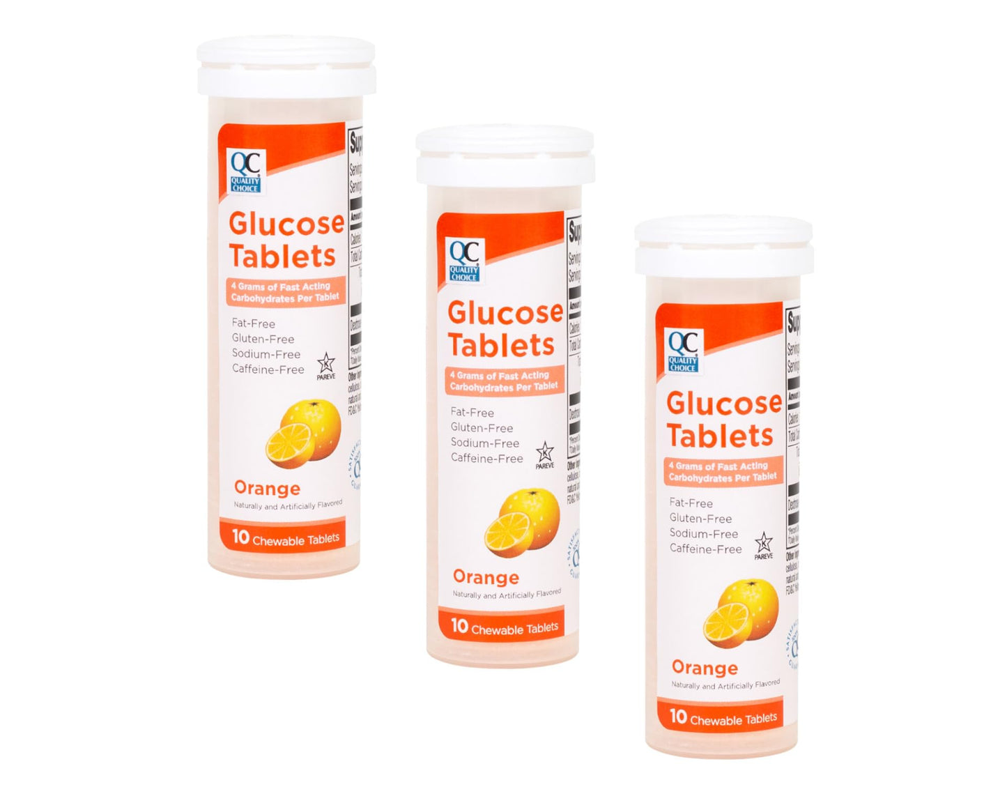 Quality Choice Fast Acting Glucose Tablets Orange Flavor 30 Tablets