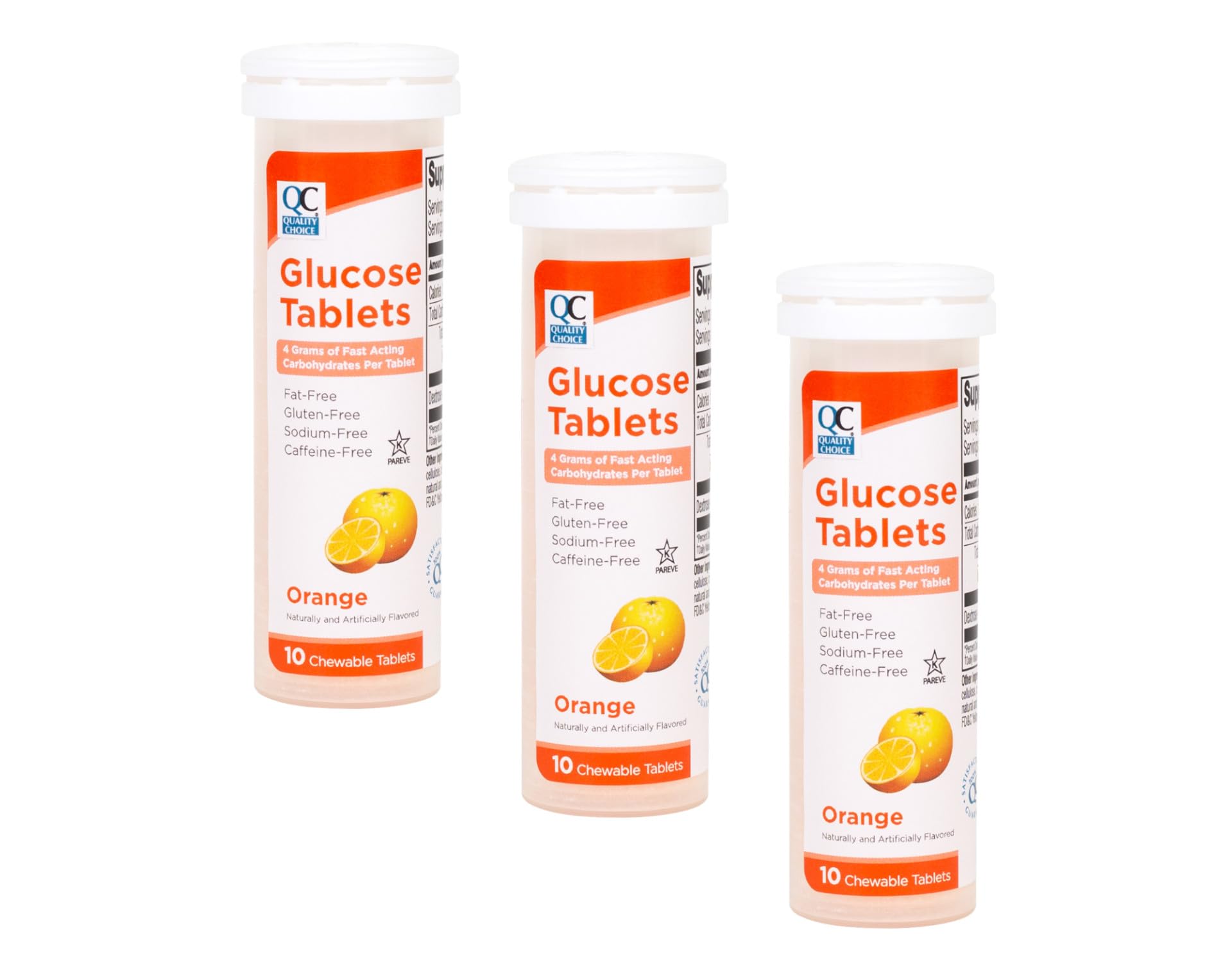 Quality Choice Fast Acting Glucose Tablets Orange Flavor 30 Tablets