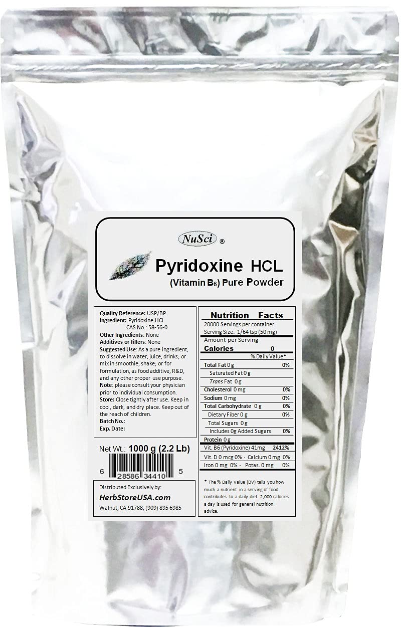 NuSci Pyridoxine HCl Vitamin B6 Powder 3.5274 oz