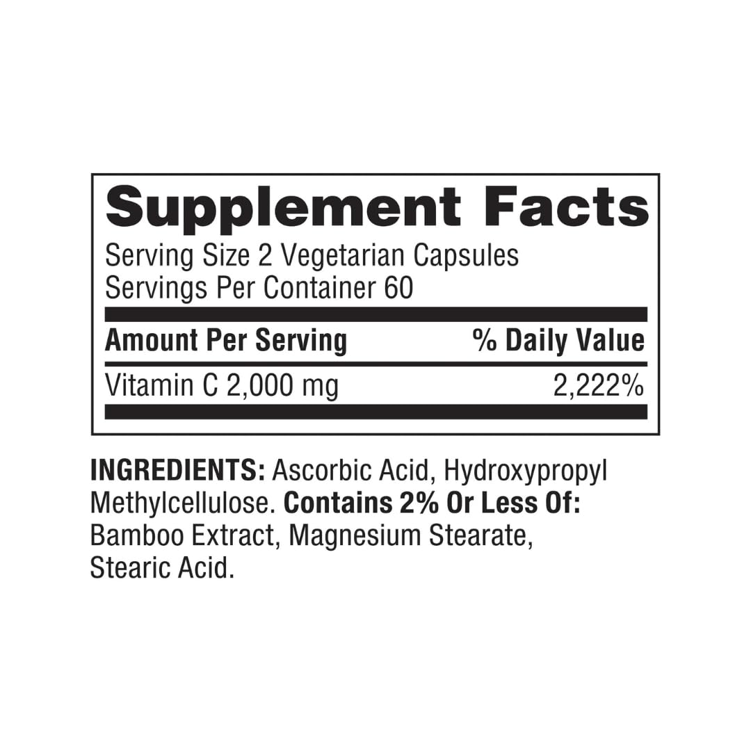 FitMania Vitamin C Capsules 2,000 mg, 120 Count