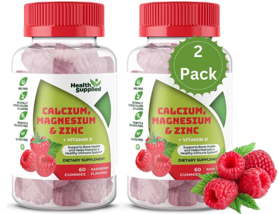 Health Supplied Calcium Magnesium & Zinc + Vitamin D Gummies, 120 Count