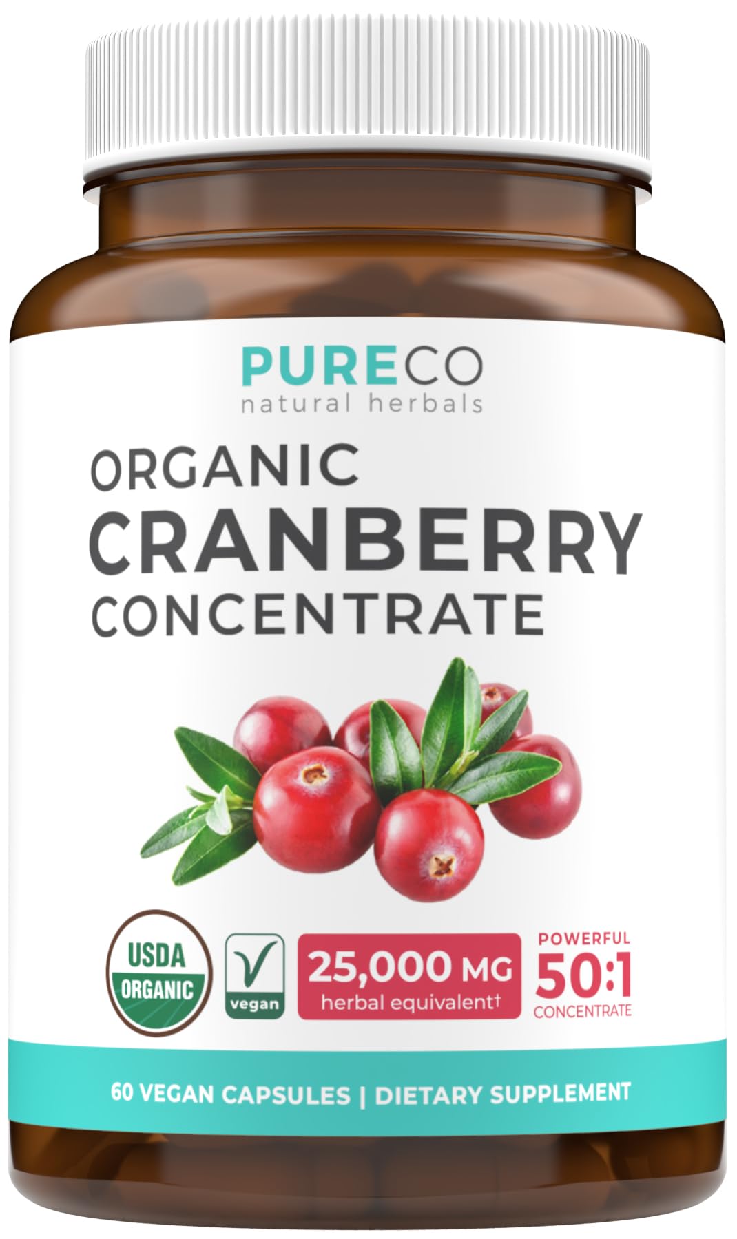 PURE CO Organic Cranberry Pills 60 Capsules