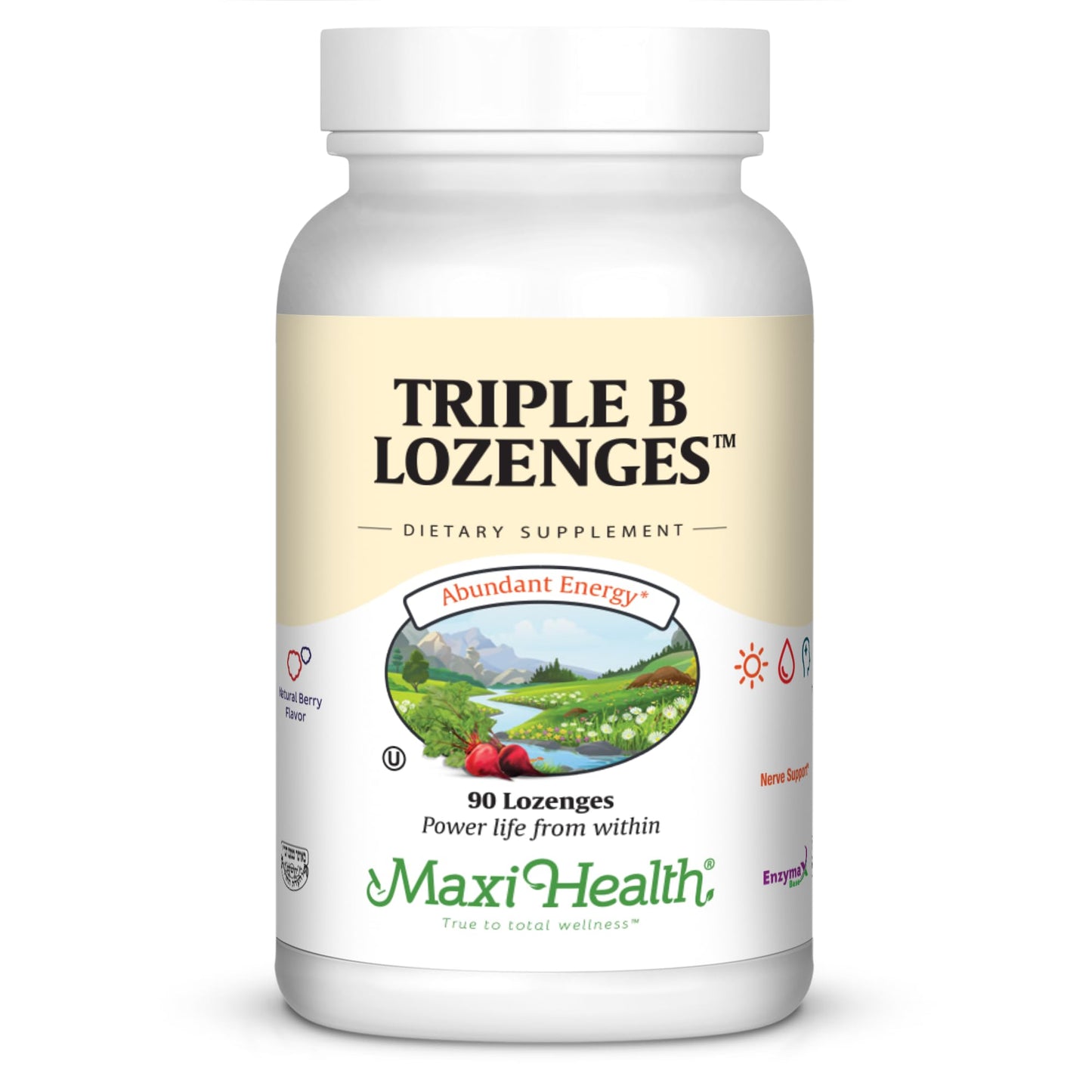 Maxi Health Triple B Lozenges Vitamin B12 & B6 & Biotin, Strawberry Flavor, 90 Count