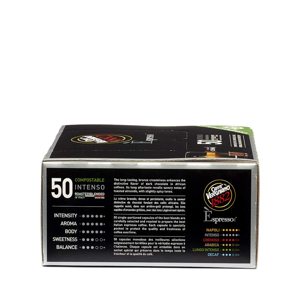 Caffe' Vergnano 1882 Intenso Espresso Capsules, Capsule, 50 Count