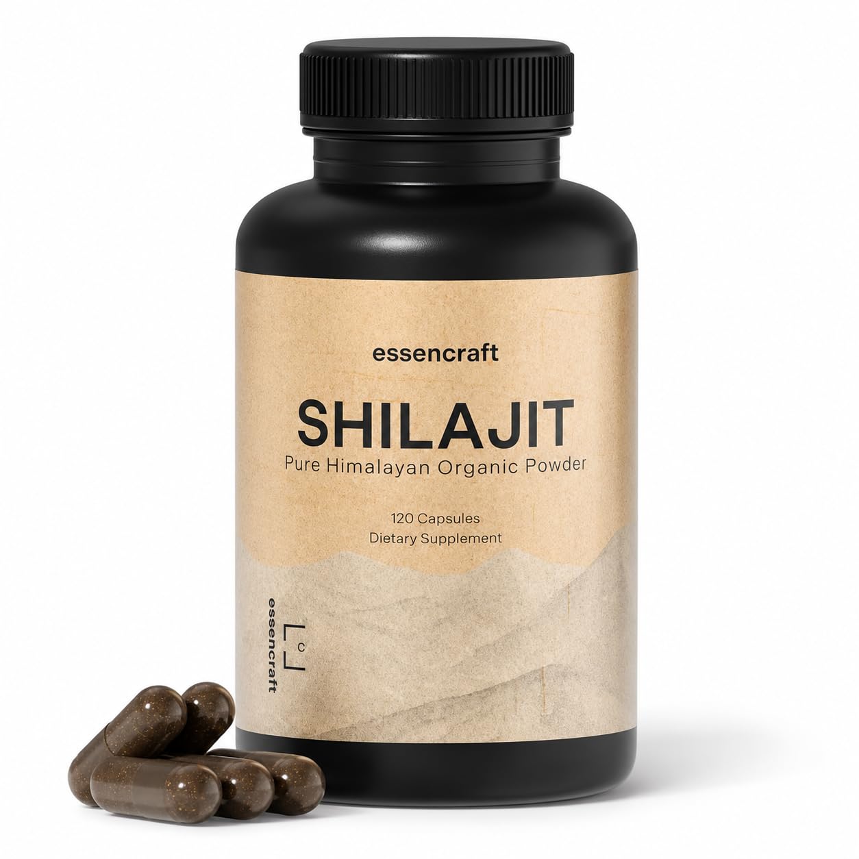 Essencraft Organic Himalayan Shilajit Resin Extract 1000mg Capsule, 120 Capsules