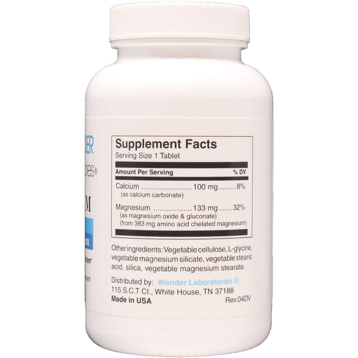 Wonder Laboratories Chelated Magnesium with Amino Acids Tablets 250 Count
