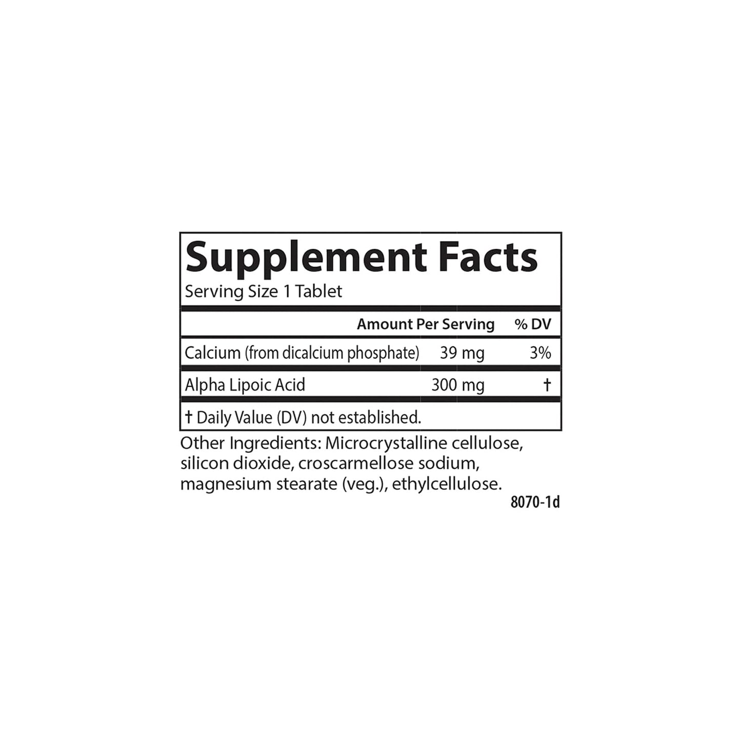 Carlson Alpha Lipoic Acid 300 mg Tablet, 60 Tablets