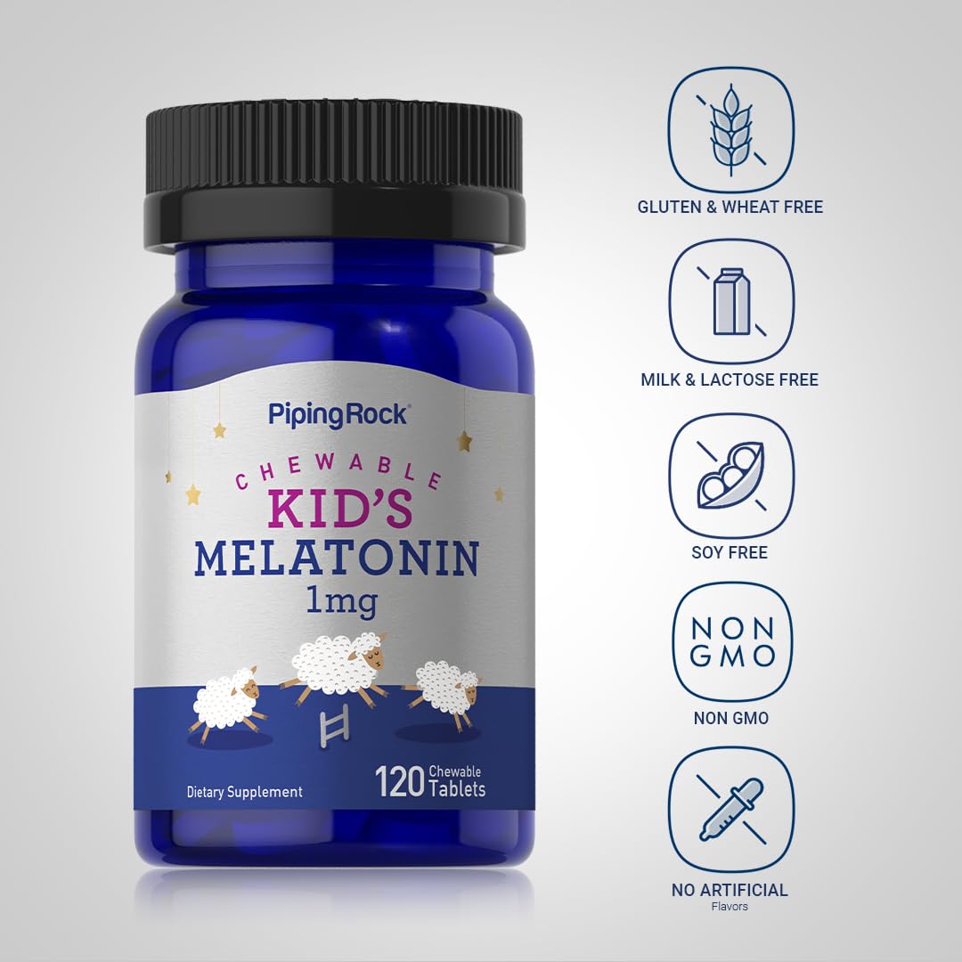 Piping Rock Kids Melatonin 1mg Tablet, 120 Tablets