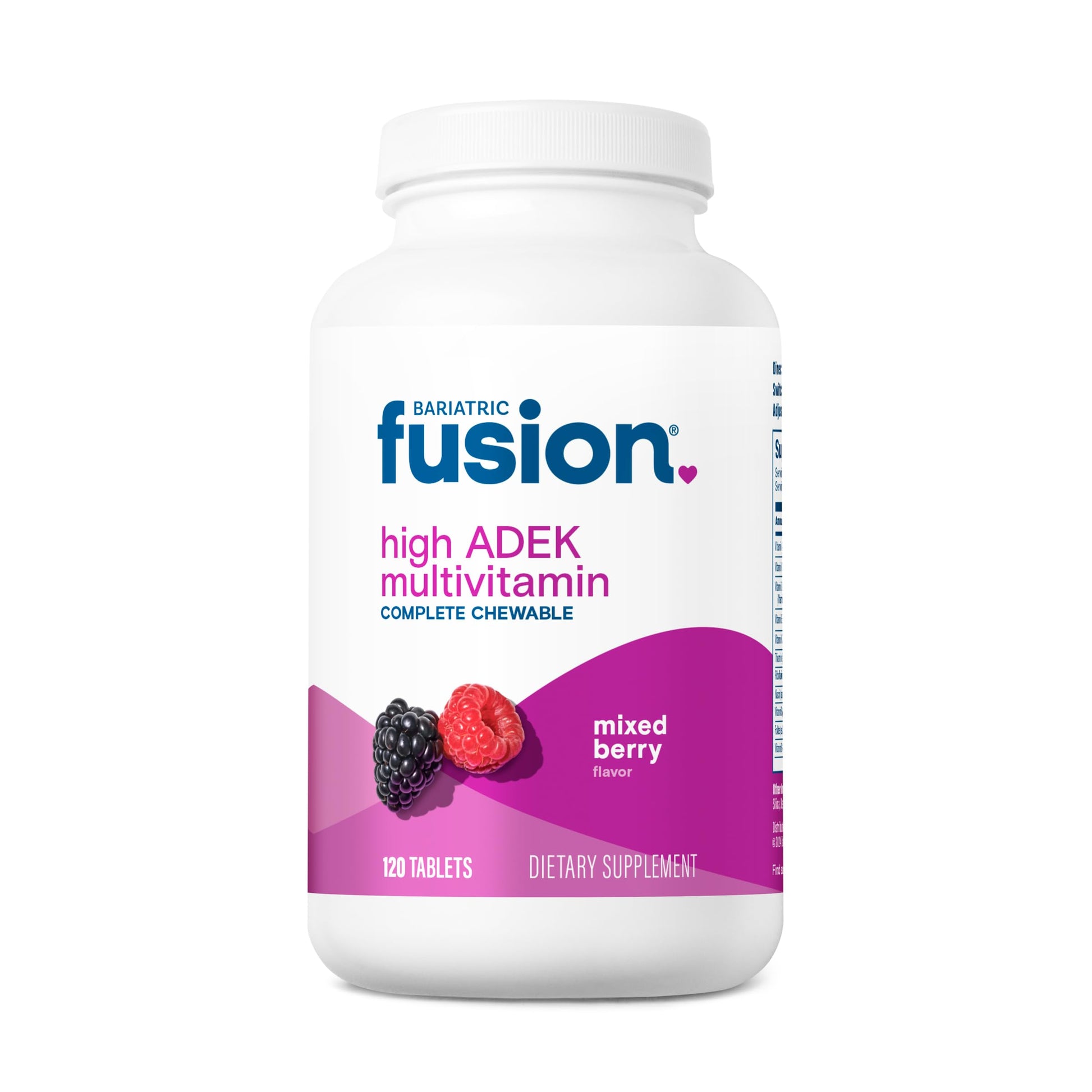 Bariatric Fusion Chewable Multivitamin with High ADEK Vitamins for Duodenal Switch Patients, Chewable Tablets, 120 Count