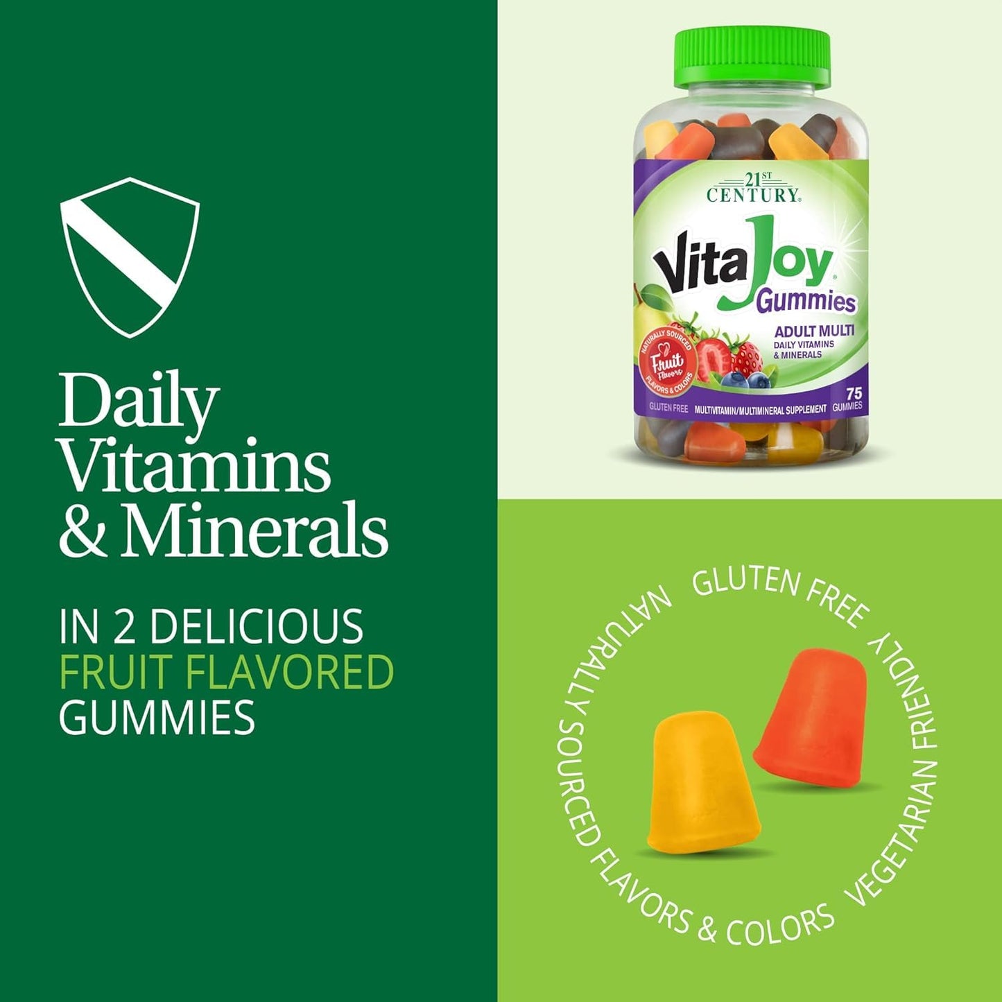 21st Century Vitajoy Vitamin Gummies, Cherry and Strawberry, 120 Count