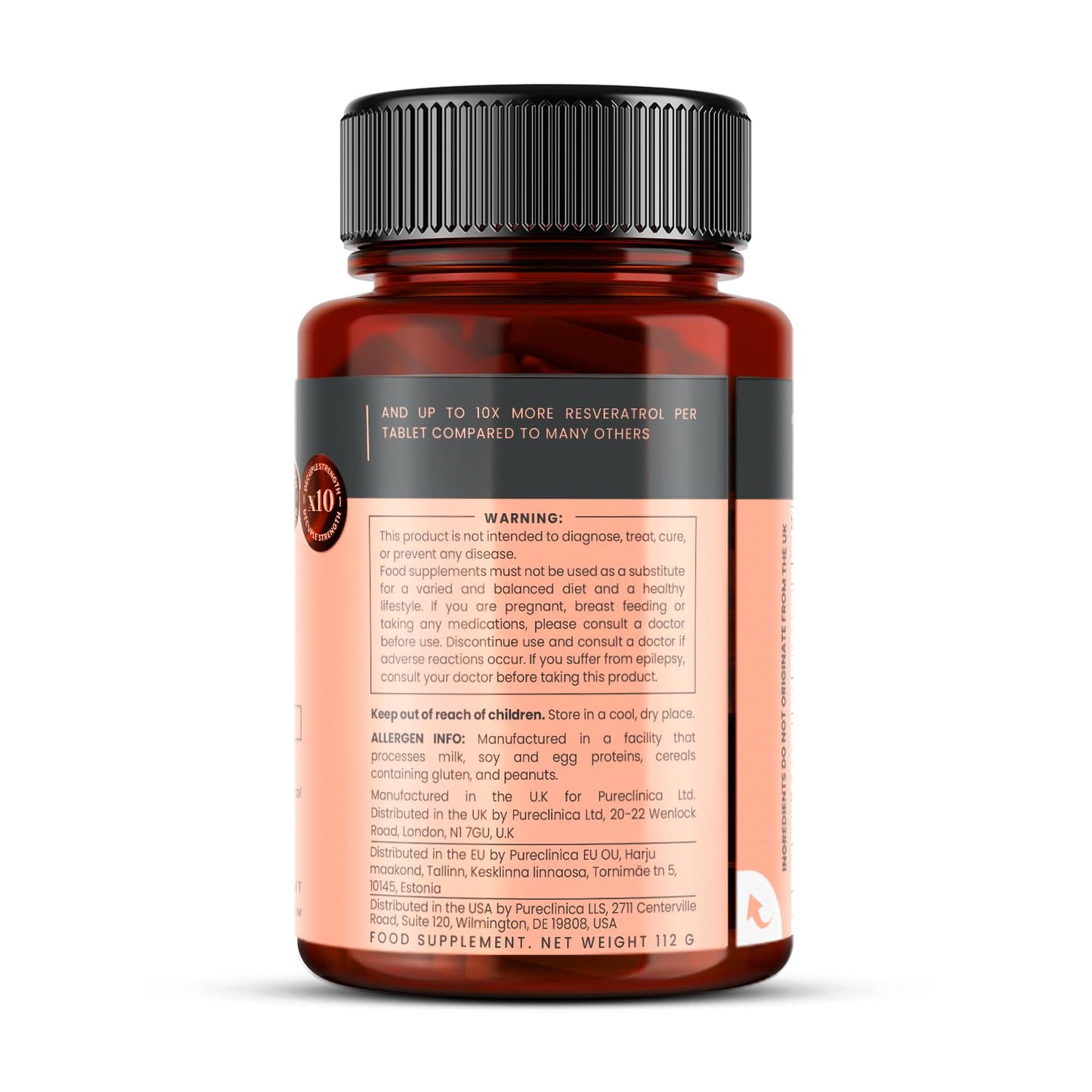 pureclinica Resveratrol 1000mg Tablets, 90 Count
