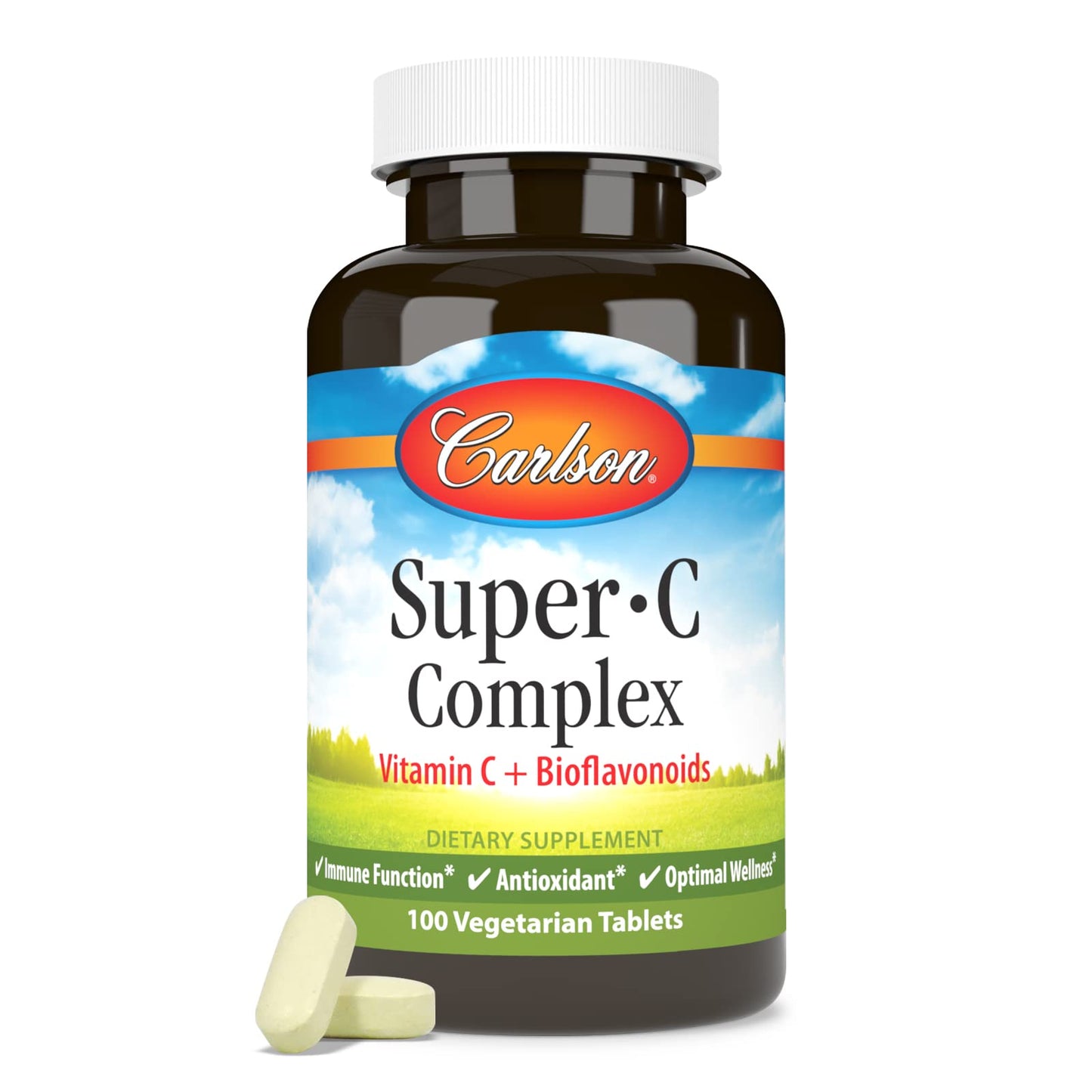 Carlson Super-C Complex Vitamin C + Bioflavonoids, Immune Function & Optimal Wellness, Antioxidant, 100 Tablets