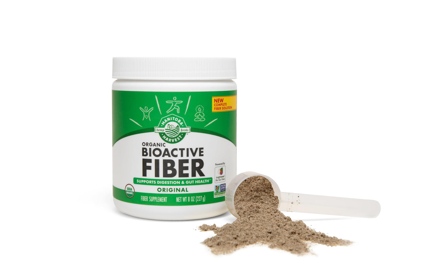 Manitoba Harvest Organic BioActive Fiber Supplement with 6g Fiber per Serving, Digestive Hemp & Psyllium Husk Powder, 8 oz