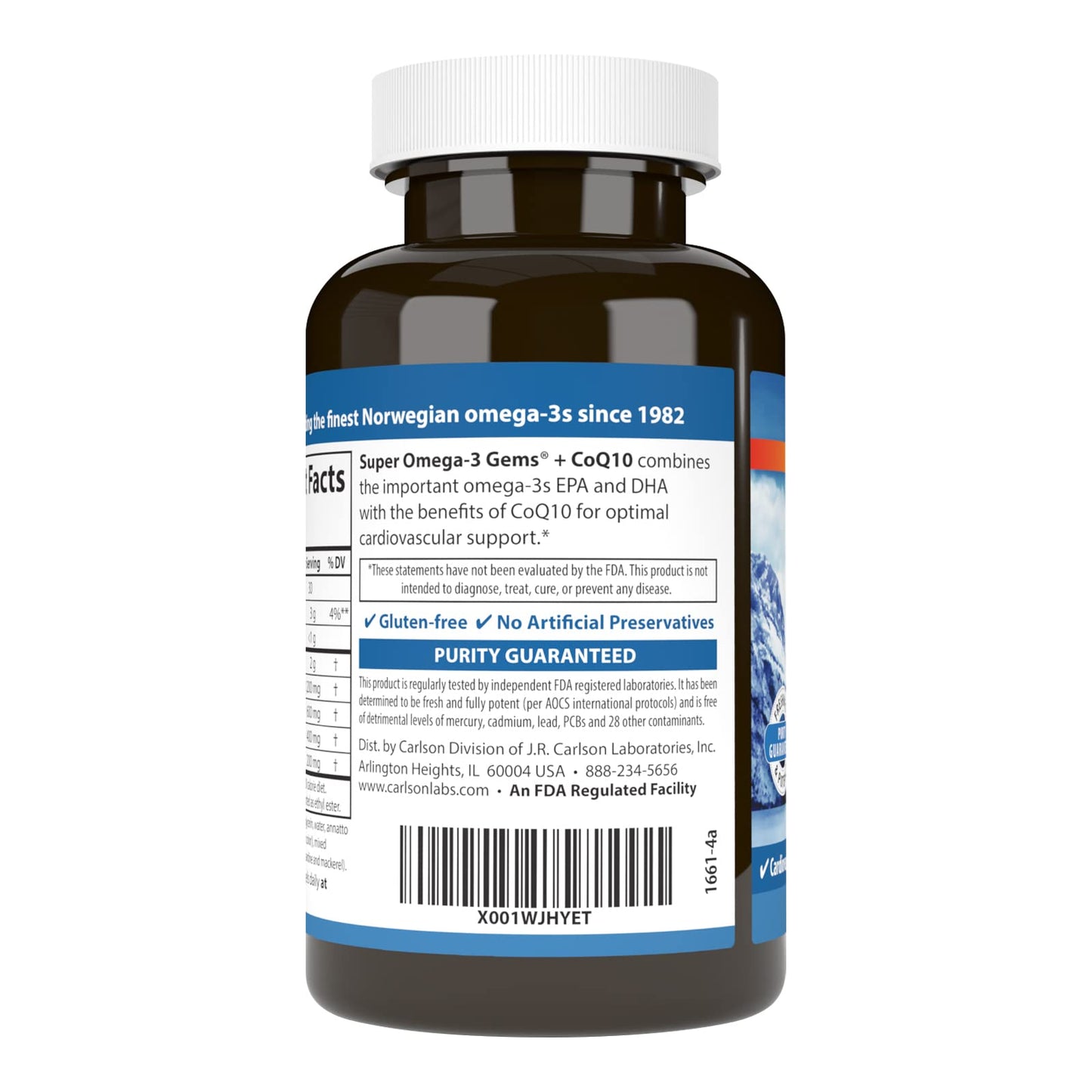 Carlson Super Omega-3 Gems + CoQ10 Softgels 60 Count