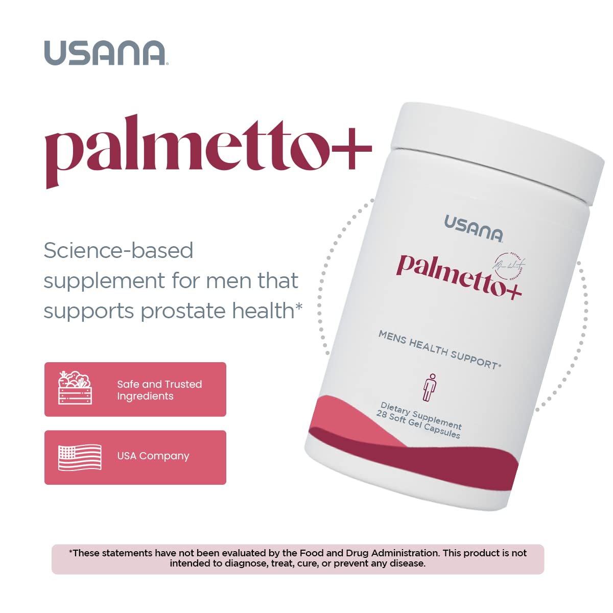 USANA Palmetto Plus Saw Palmetto Supplement for Men 28 Capsules