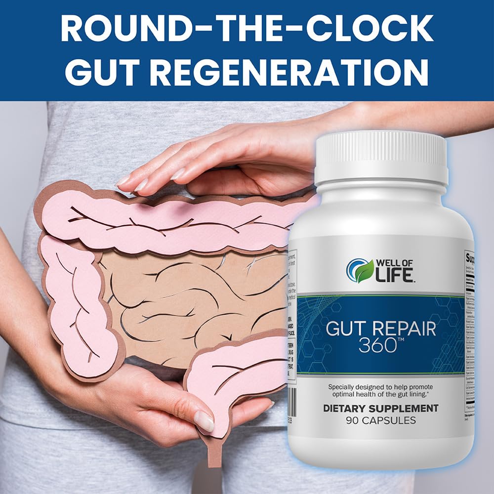Well of Life Gut Repair Supplement – Digestive Health & Gut Support with Butyrate, L-Glutamine & Zinc Carnosine – Gut Lining Support Capsules, 90 Capsules