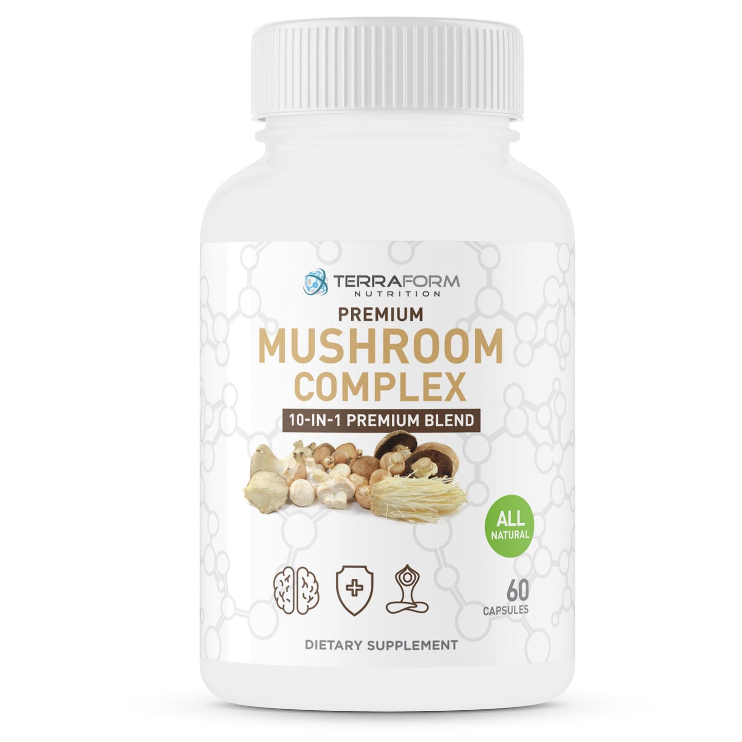TerraForm Nutrition Premium Mushroom Complex Capsules, 1 Count