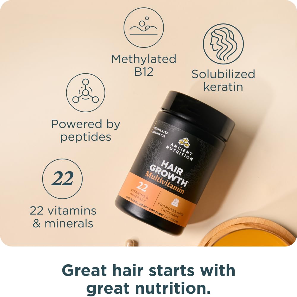 Ancient Nutrition Hair Growth Multivitamin Powder 1 Ounce