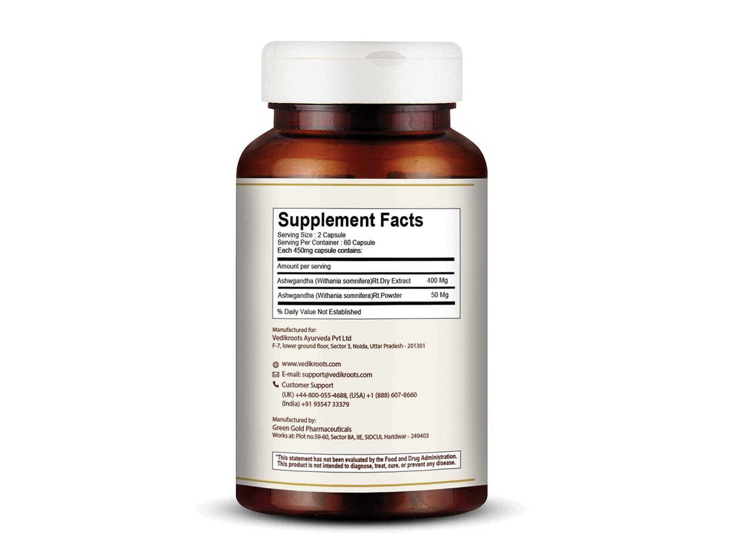 VEDIKROOTS Ashwagandha Capsules 1 Pack