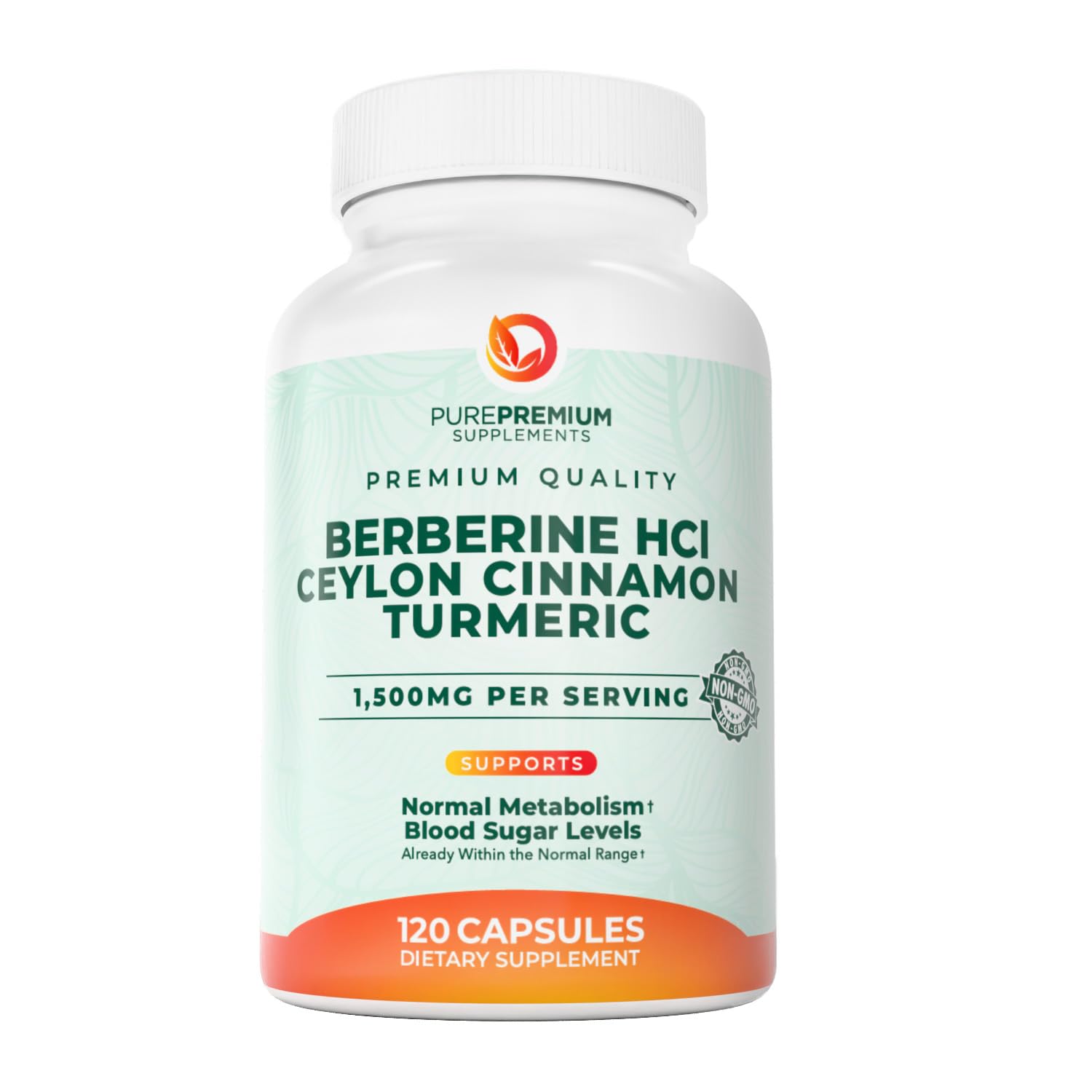 PurePremium Supplements Berberine with Ceylon Cinnamon Complex Capsules, 120 Count