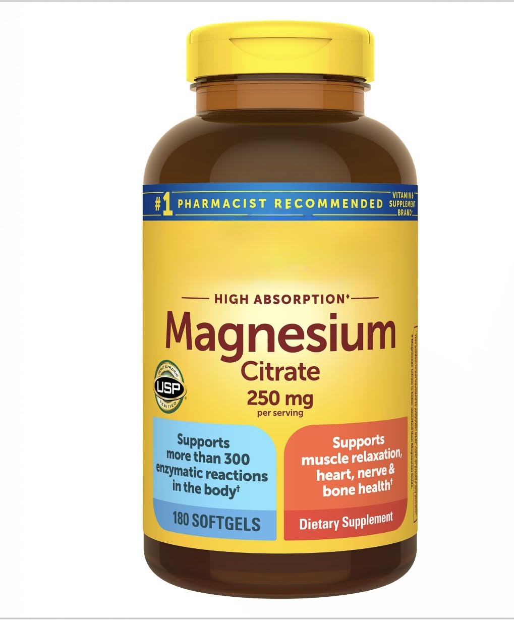 Generic Nature Magnesium Citrate High Absorption Magnesium Citrate Supplement, 250mg per Serving, 180 Softgels