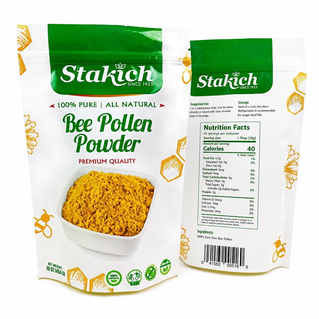 Stakich Bee Pollen Powder 16 oz