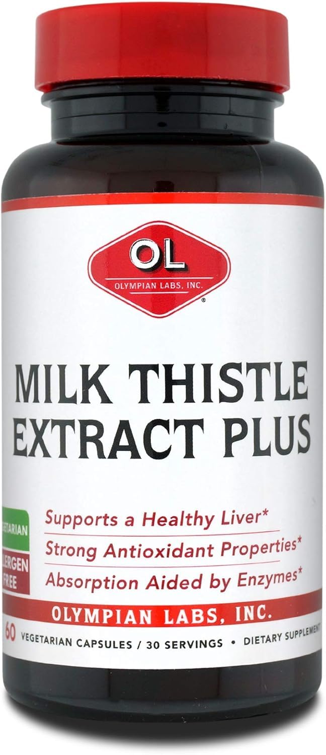 Olympian Labs Milk Thistle Extract Plus Enzymes, Antioxidants, Supporting Liver Health, 60 Capsules