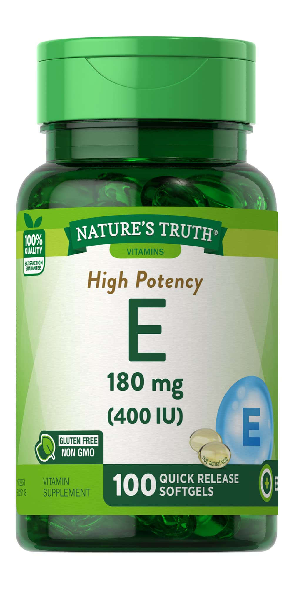 Nature's Truth High Potency Vitamin E 400 IU Quick Release Softgels, 200-Count