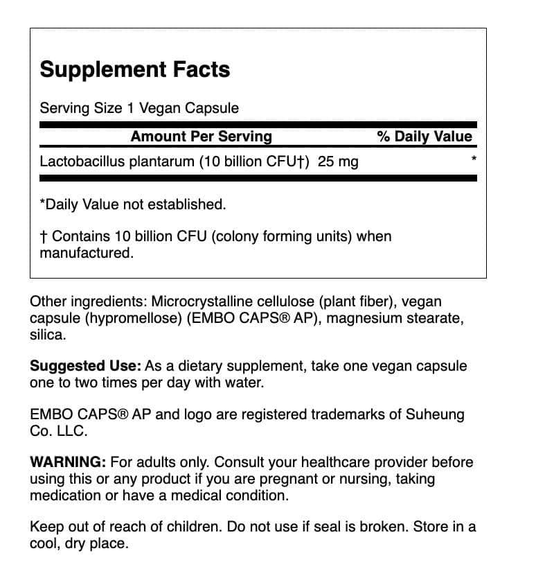 Swanson L. Plantarum 10 Billion CFUs Probiotic Capsule, 30 Count