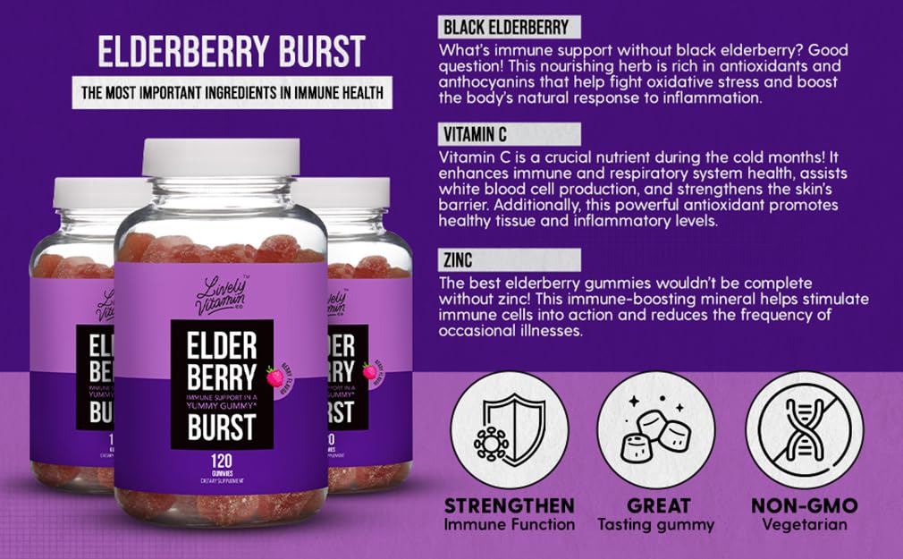 LIVELY VITAMIN CO Elderberry Burst Gummies, 120 Count