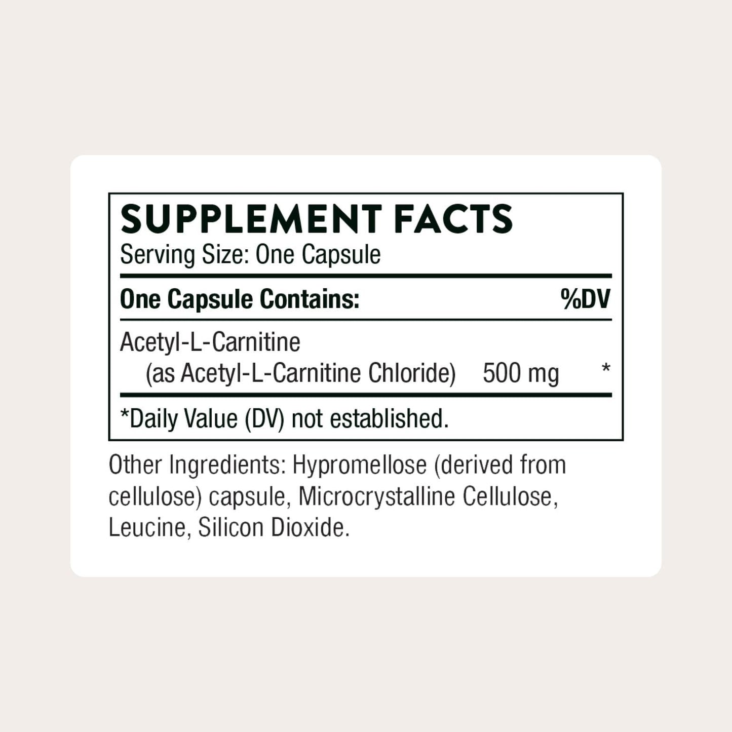 Thorne Acetyl-L-Carnitine 500 mg Capsules, 60 Capsules