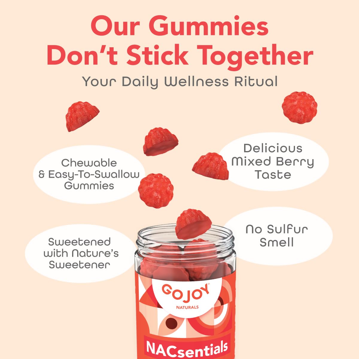GOJOY NATURALS NACsentials 7-in-1 NAC Gummies 600mg, 60 Count