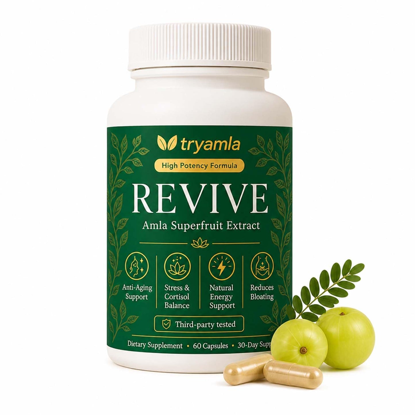 Generic Tryamla REVIVE Amla Superfruit Capsules with 100% Pure Amla Extract, 60 Capsules