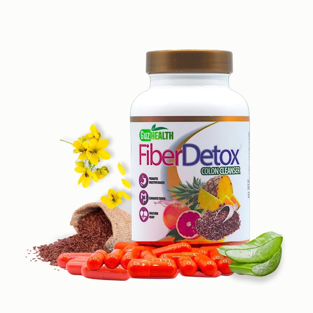 GuzHealth Colon Cleanser Fiber Detox Eliminate Toxins, Constipation Relief, Improve Digestion 90 Capsules