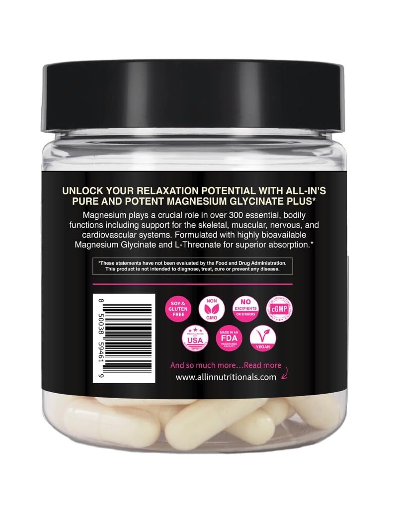 All In Nutritionals Magnesium Glycinate Capsules, 60 Count
