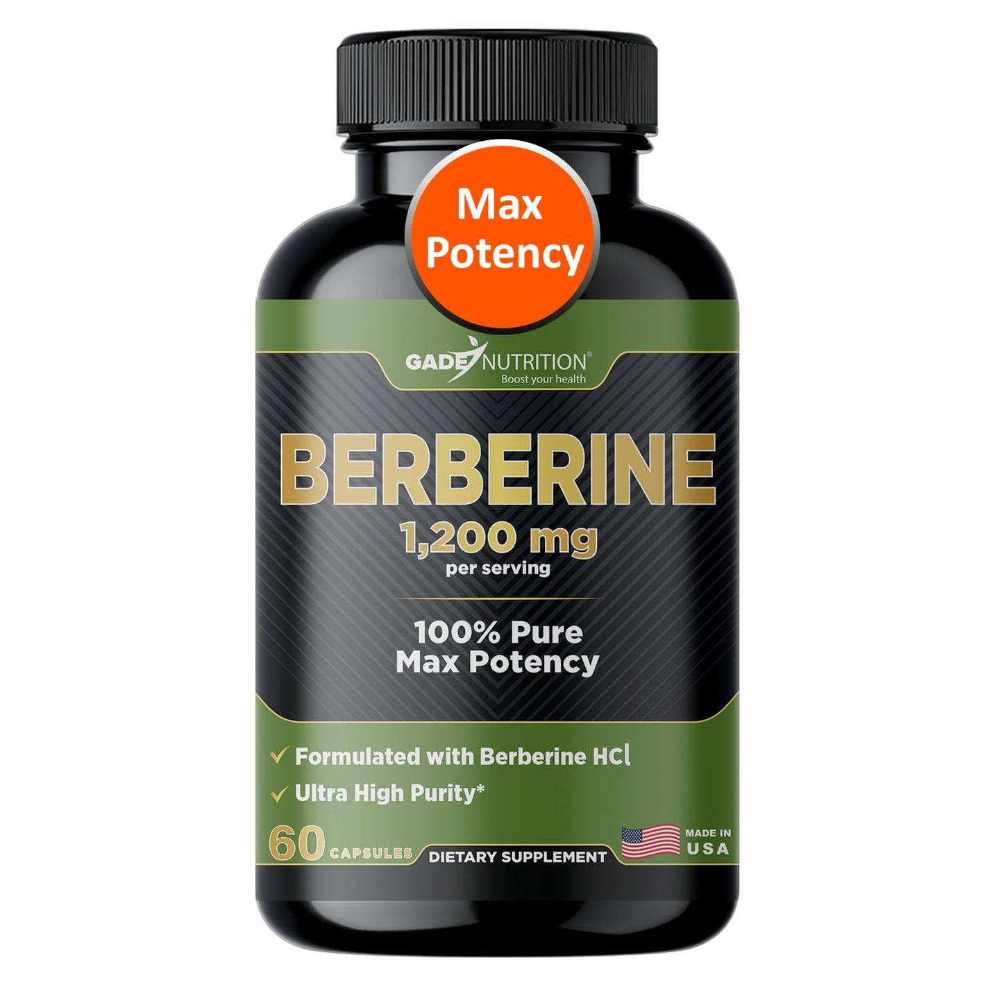 GADE NUTRITION BOOST YOUR HEALTH Berberine HCI 1200mg Capsule 60 Count