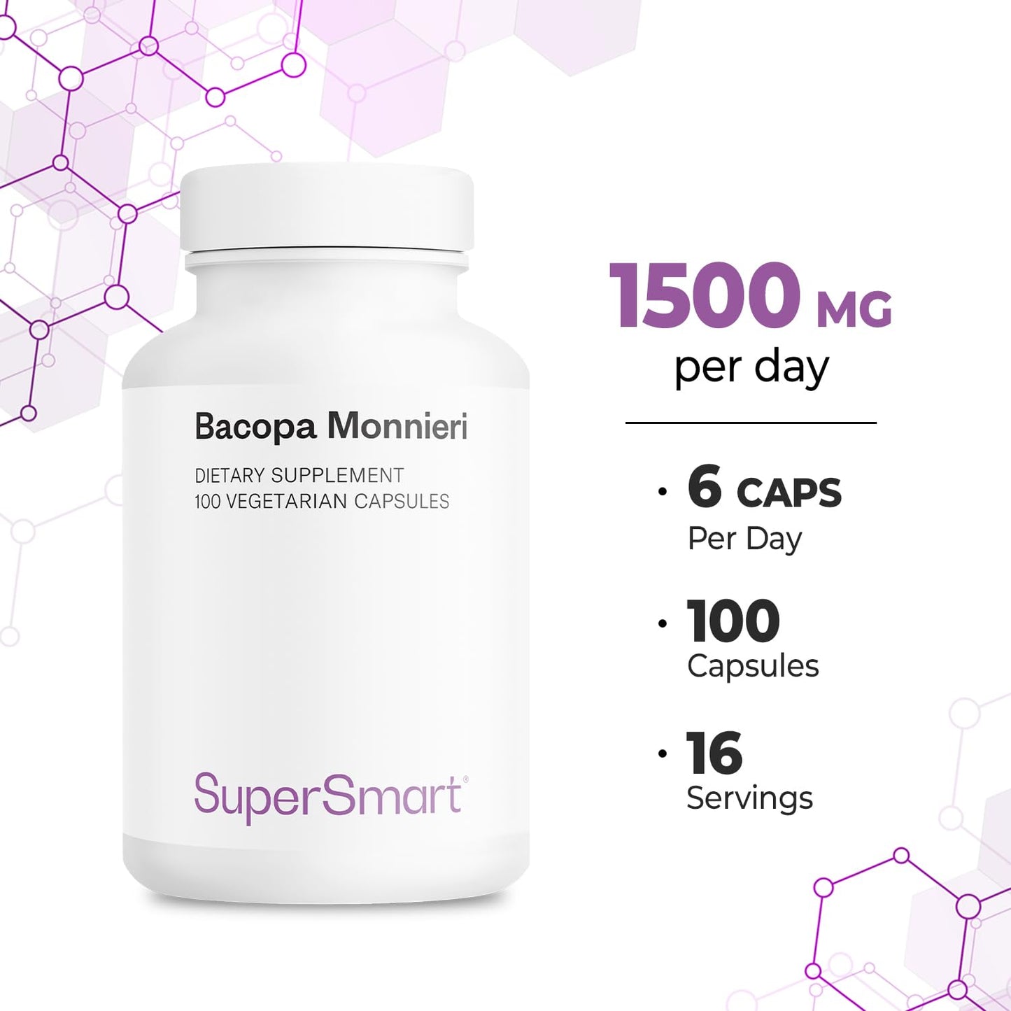 Supersmart Bacopa Monnieri Capsules, 100 Vegetarian Capsules