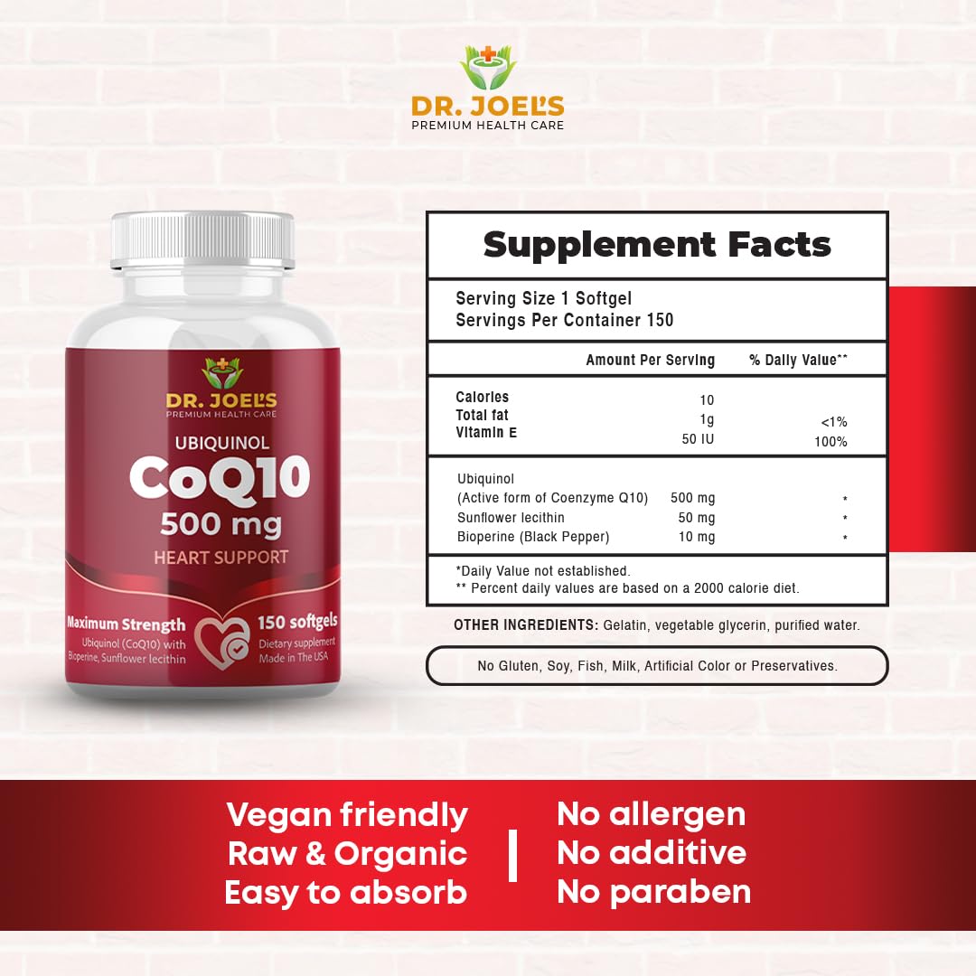 Dr. JOEL'S MOM NUTRIX COQ10 500 mg Maximum Potency & Absorption Immune Support 150 Softgels