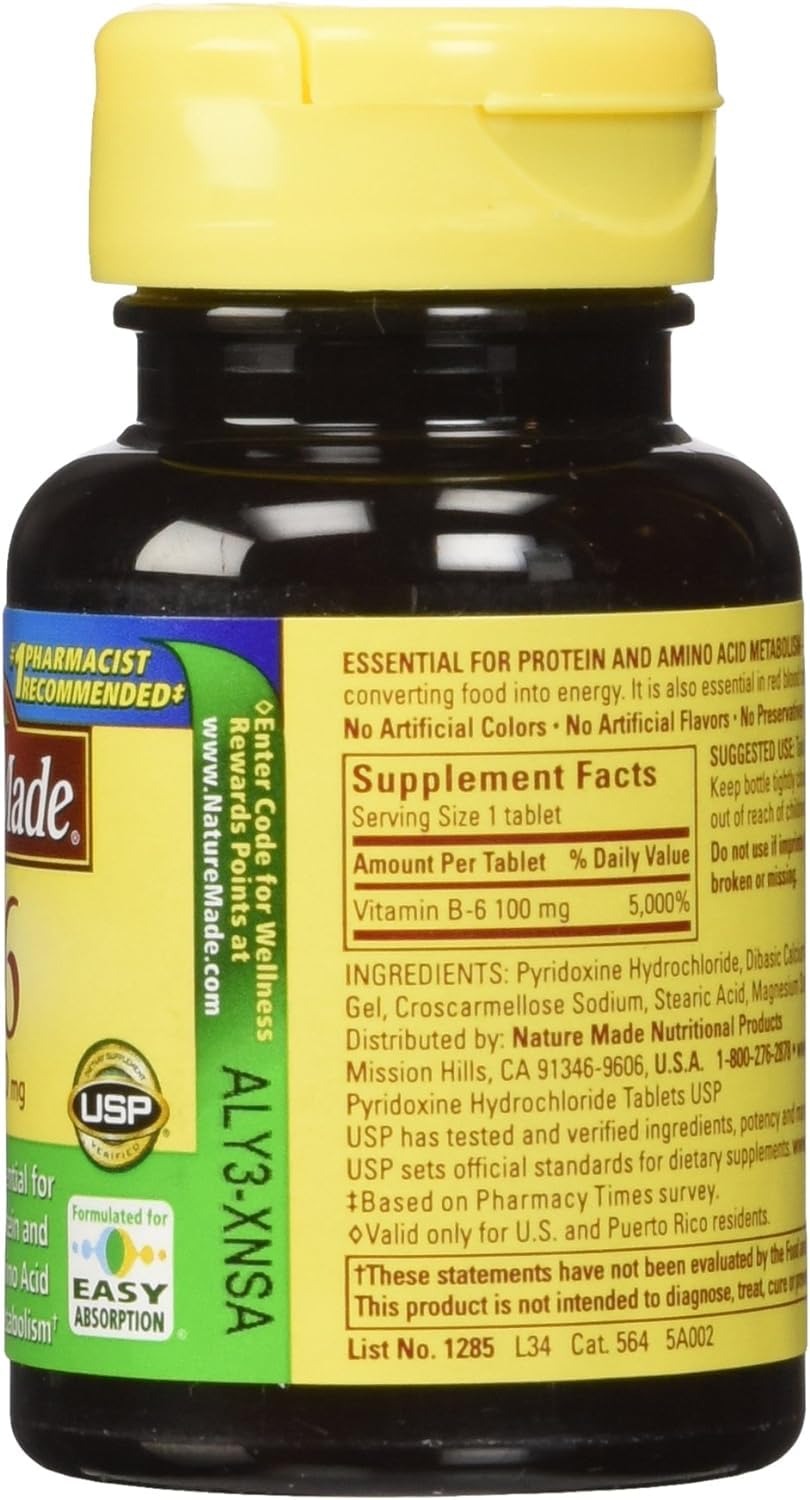Nature Made Vitamin B-6 100 mg Tablets, 200 Count