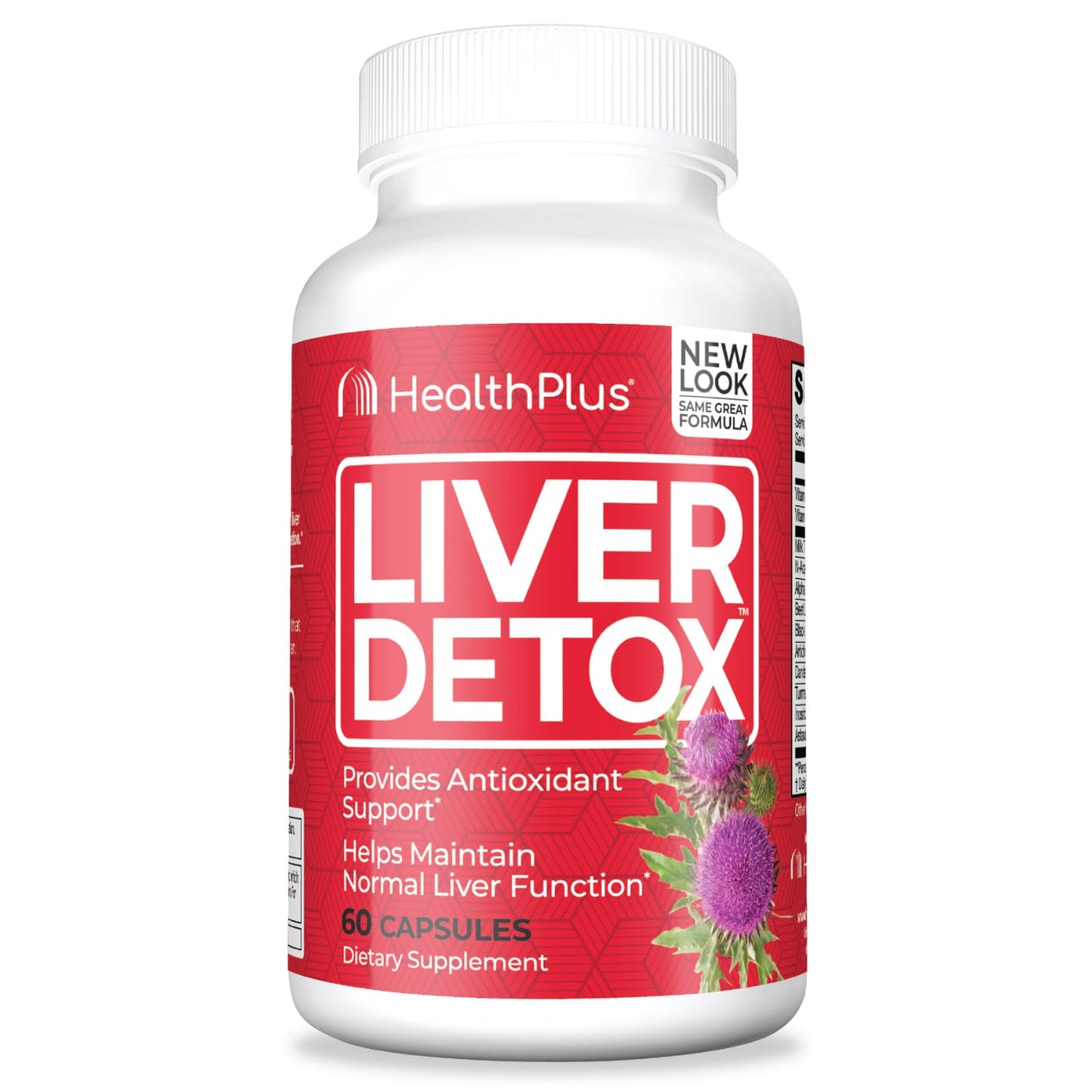 Health Plus Liver Detox Natural Herbal Liver Support & Detox Supplement with Milk Thistle, Dandelion and Turmeric Root, 60 Capsules