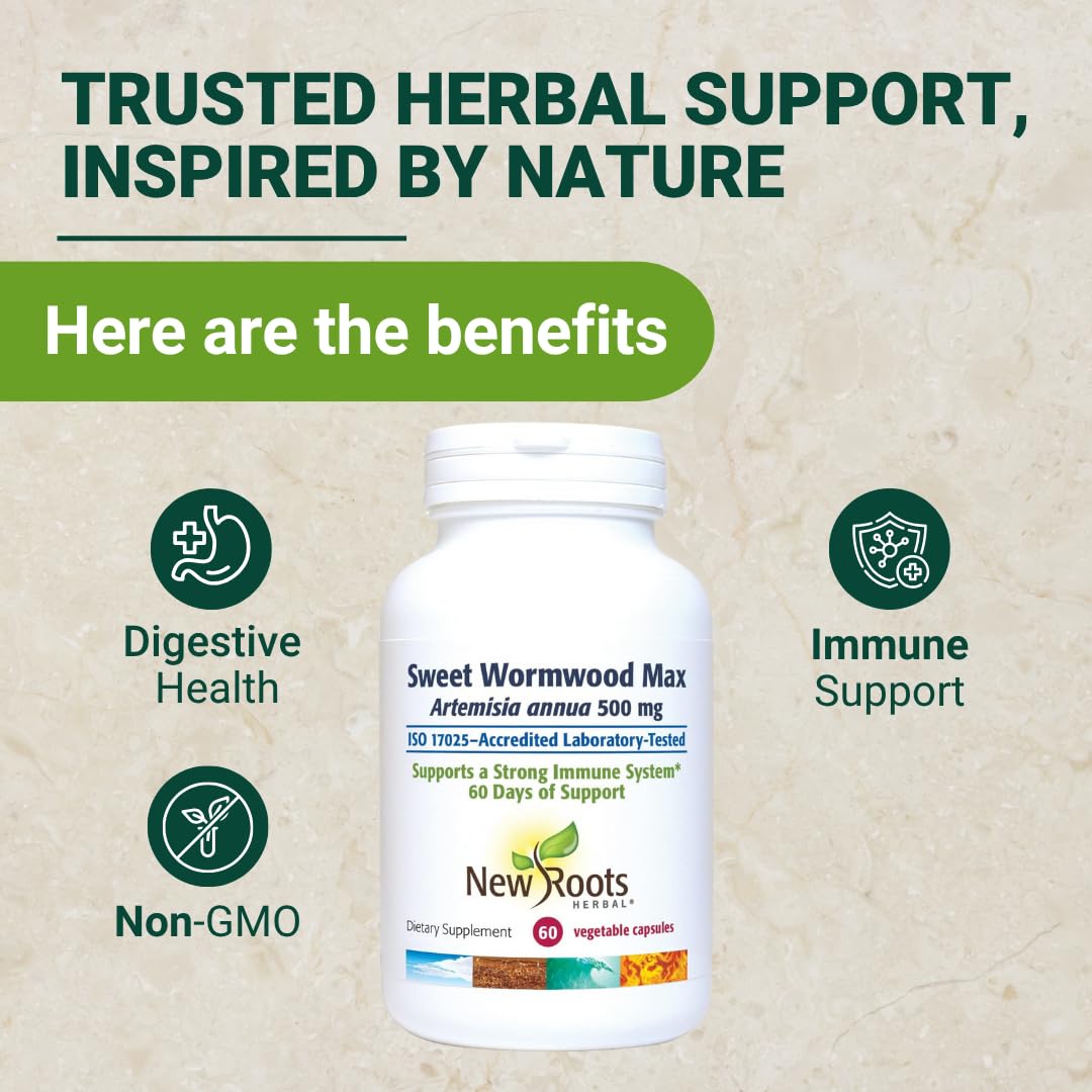 New Roots Herbal Sweet Wormwood Extract Supplement (500 mg) Veg Capsules, 60 Count